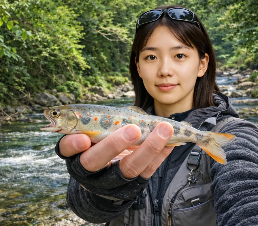 小駄良川でアマゴの釣果を得た森永.webp