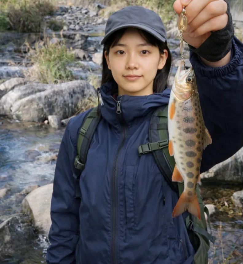 岩岳川でヤマメの釣果を得た森永.webp