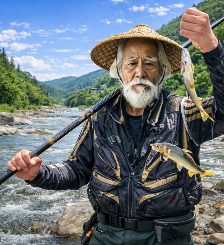 川上川でアユの釣果を得た米田.webp
