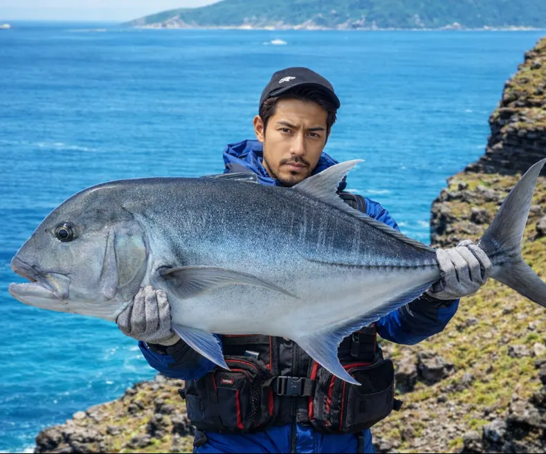 慶良間諸島でロウニンアジの釣果を得た広岡.webp