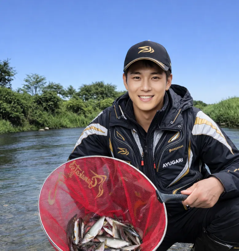 摺上川でアユの釣果を得た新崎.webp