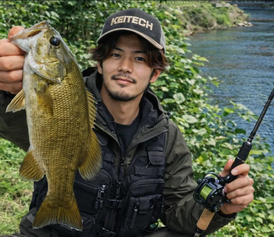 日橋川でブラックバスの釣果を得た澤田.webp