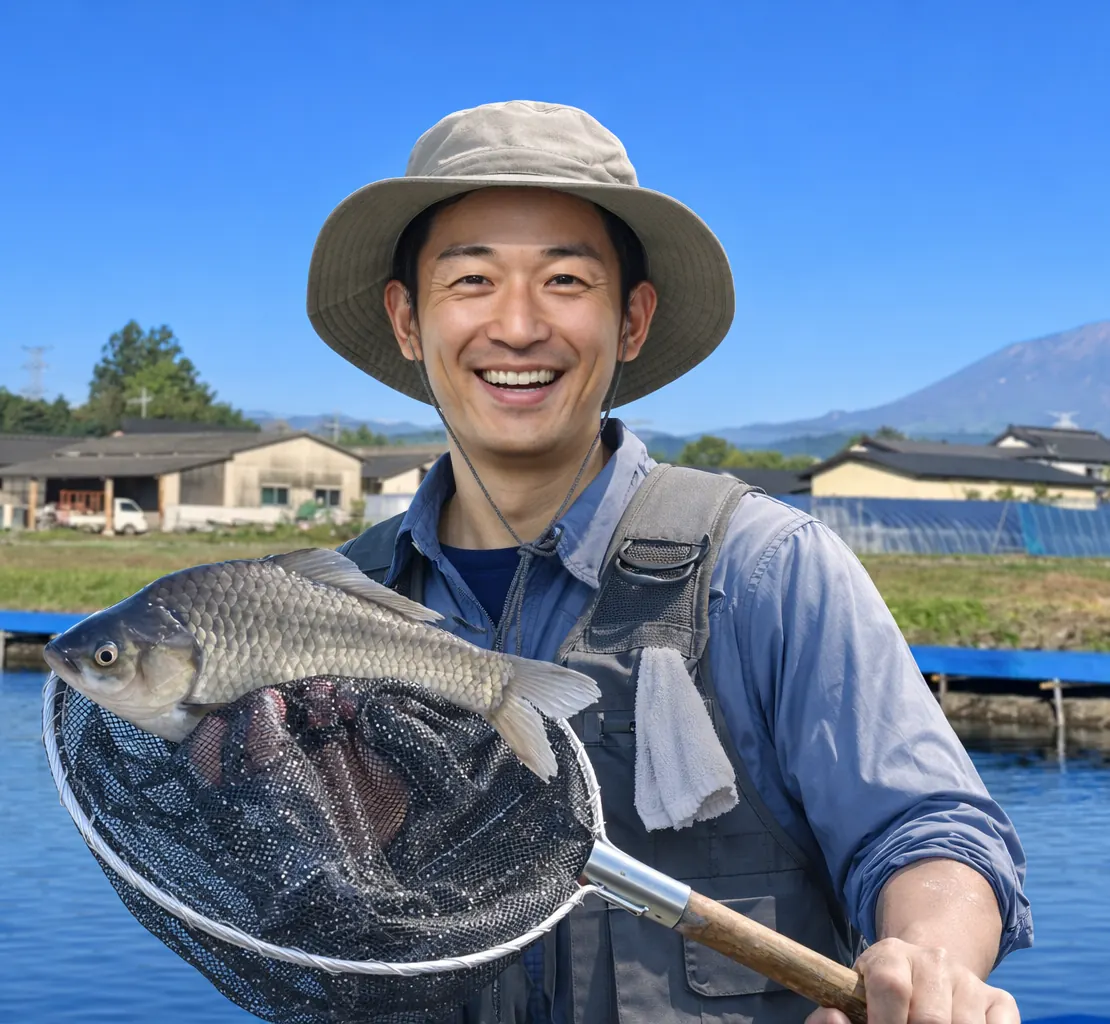 東照温泉釣り池でヘラブナの釣果を得た勝田.webp