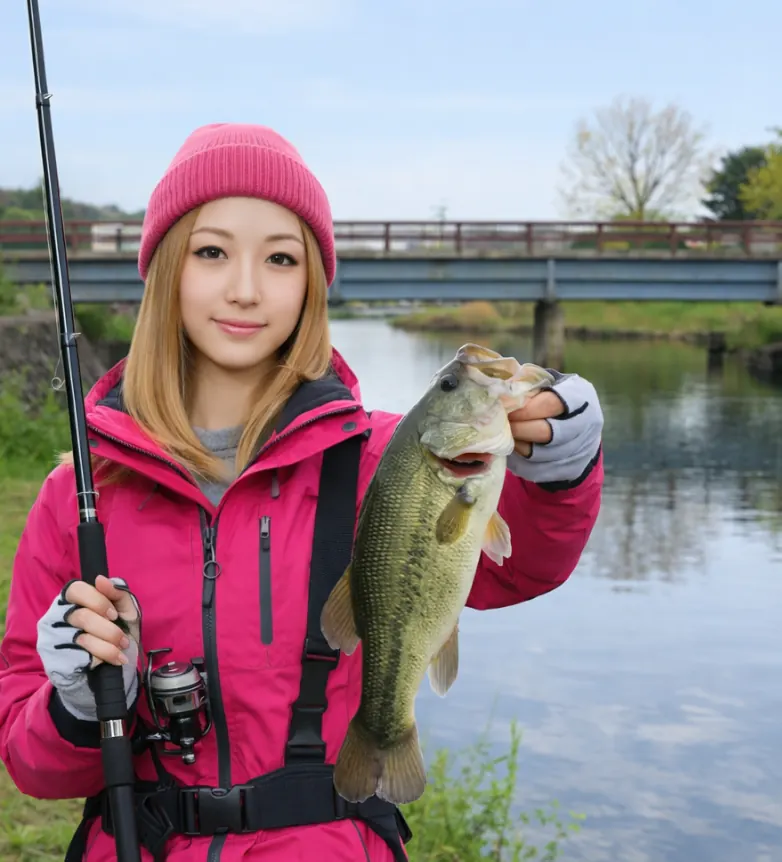 権現堂川でブラックバスの釣果を得た階下.webp
