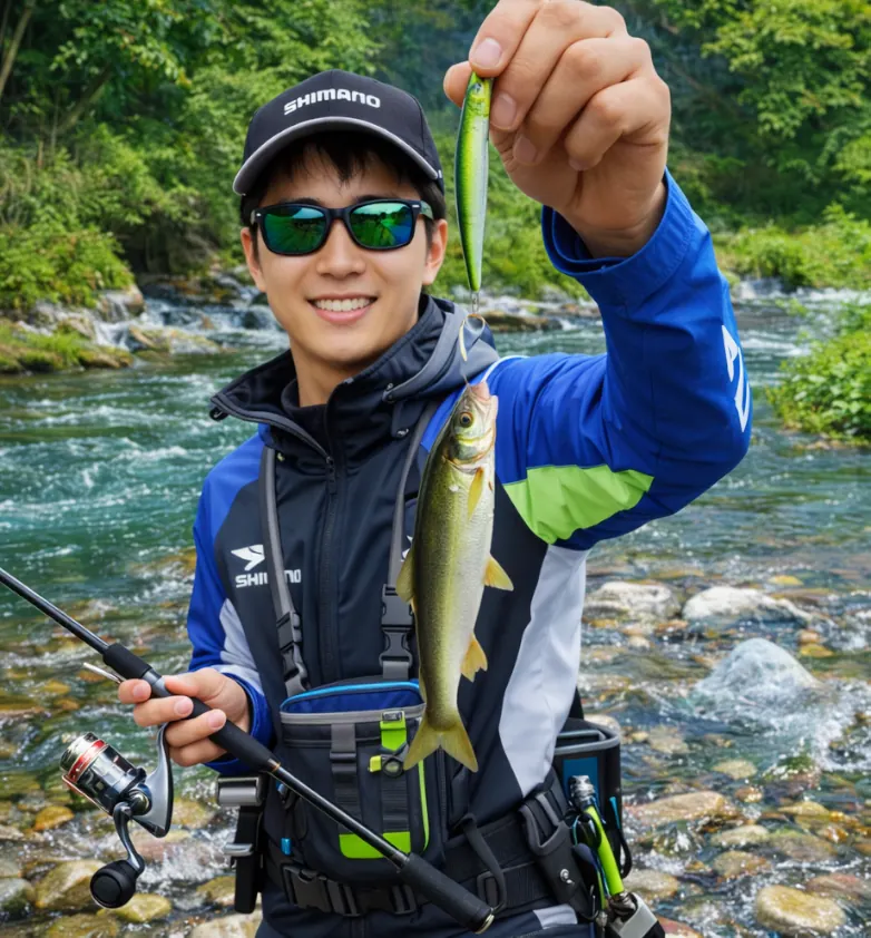 武茂川でアユの釣果を得た新崎.webp