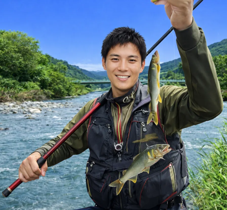 牧田川でアユの釣果を得た新崎.webp