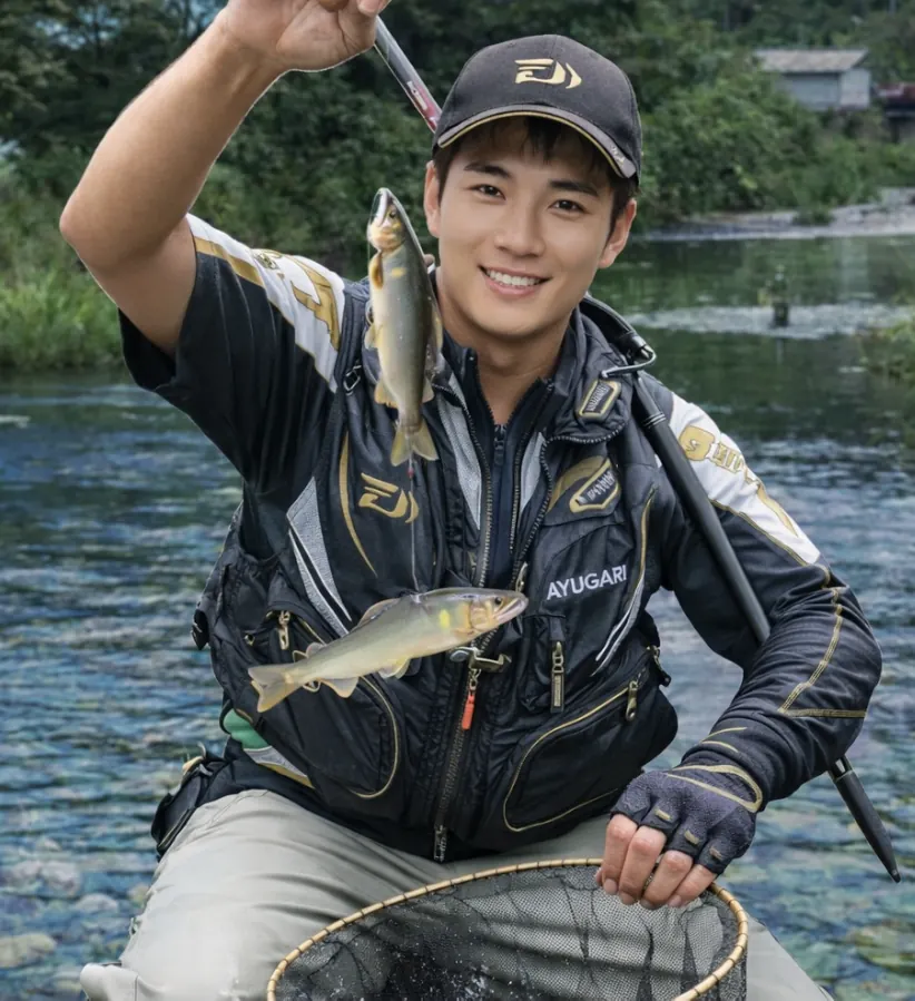 砂鉄川でアユの釣果を得た新崎.webp