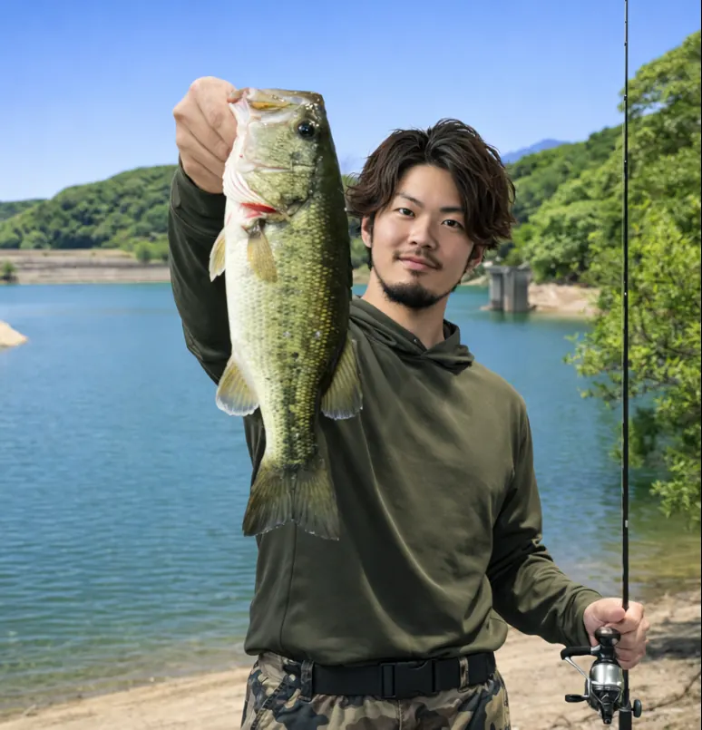 笠城ダムでブラックバスの釣果を得た澤田.webp