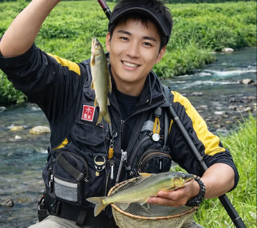 笹子川でアユの釣果を得た新崎.webp