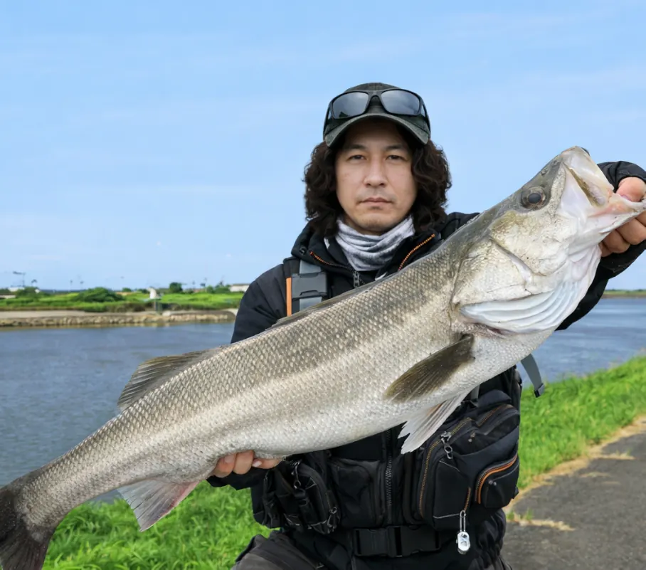 筑後川でシーバスの釣果を得た岸本.webp