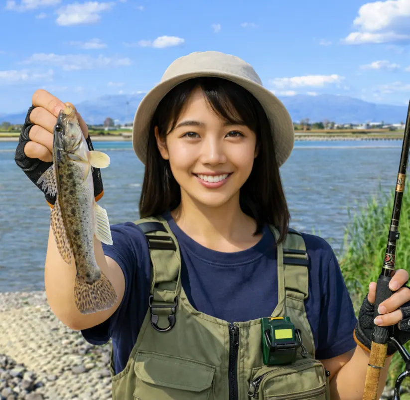 筑後川でハゼの釣果を得た黒川.webp