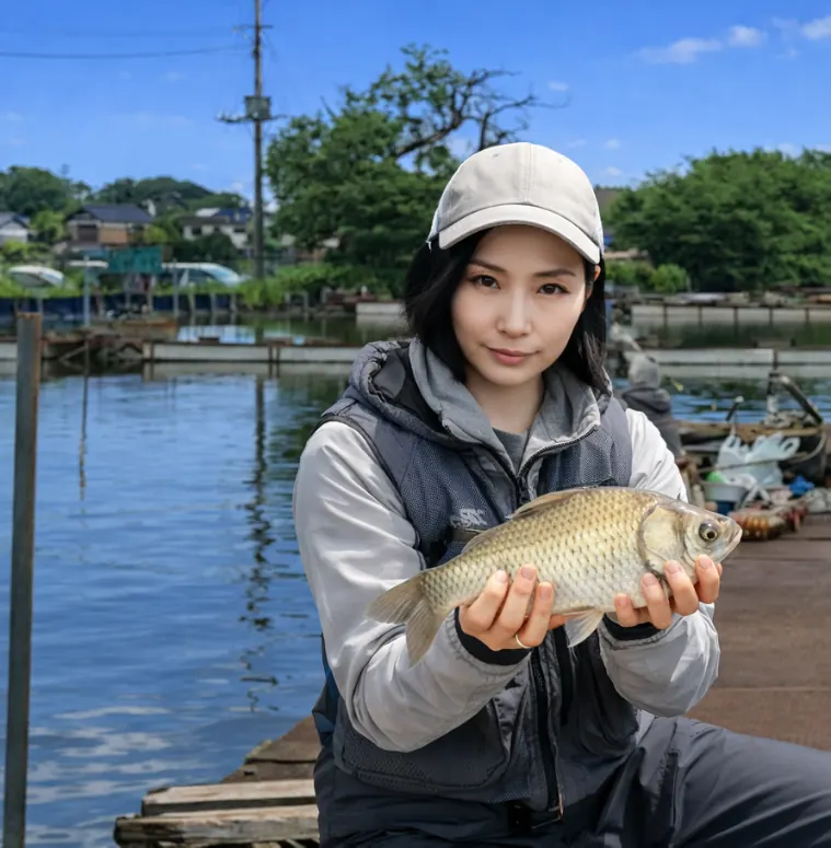 筑波白水湖でヘラブナの釣果を得た八重田.webp