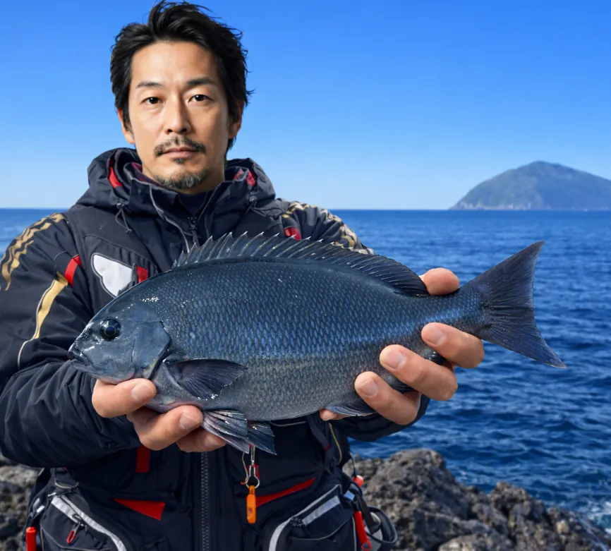 米水津でグレの釣果を得た佐々木.webp