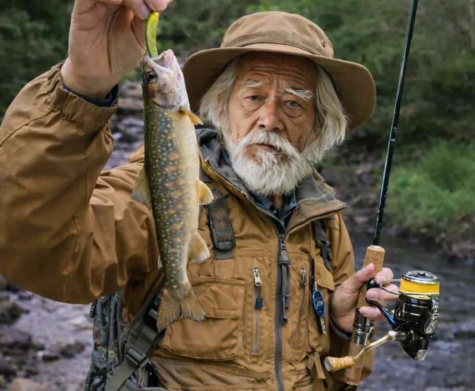薄根川でイワナの釣果を得た米田.webp
