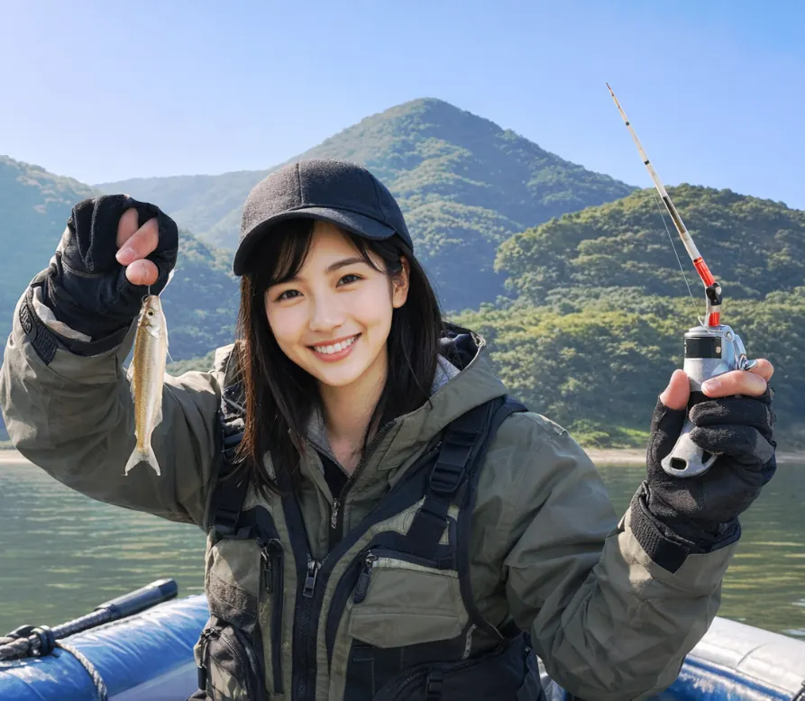 薗原湖でワカサギの釣果を得た黒川.webp