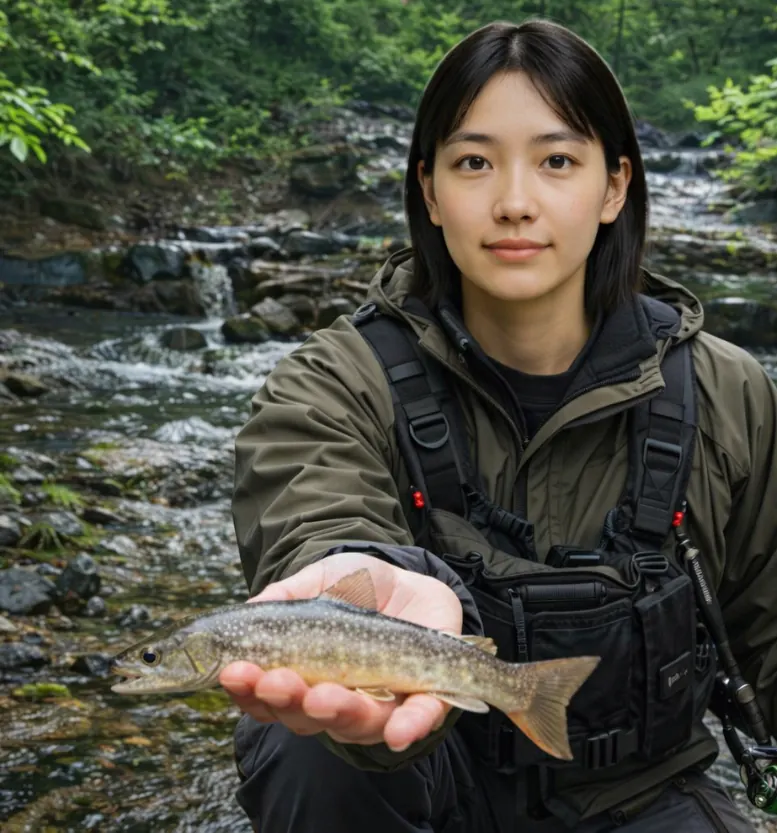 裾花川でイワナの釣果を得た森永.webp