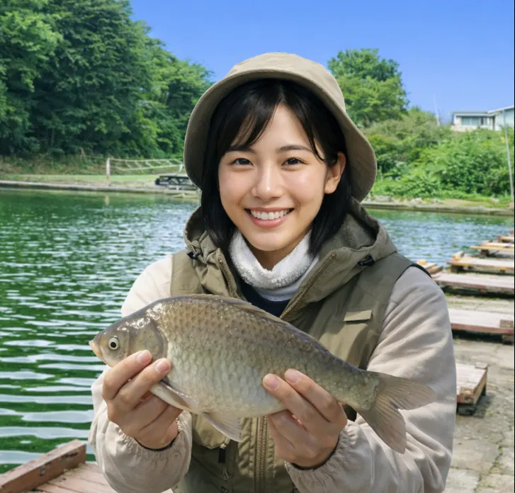 道野辺つり堀センターでヘラブナの釣果を得た黒川.webp