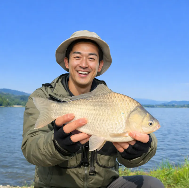 釜房ダムでヘラブナの釣果を得た勝田.webp
