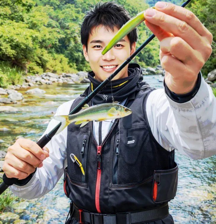 門和佐川でアユの釣果を得た新崎.webp