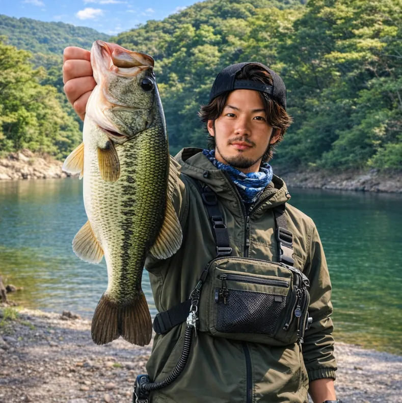 陣屋ダムでブラックバスの釣果を得た澤田.webp