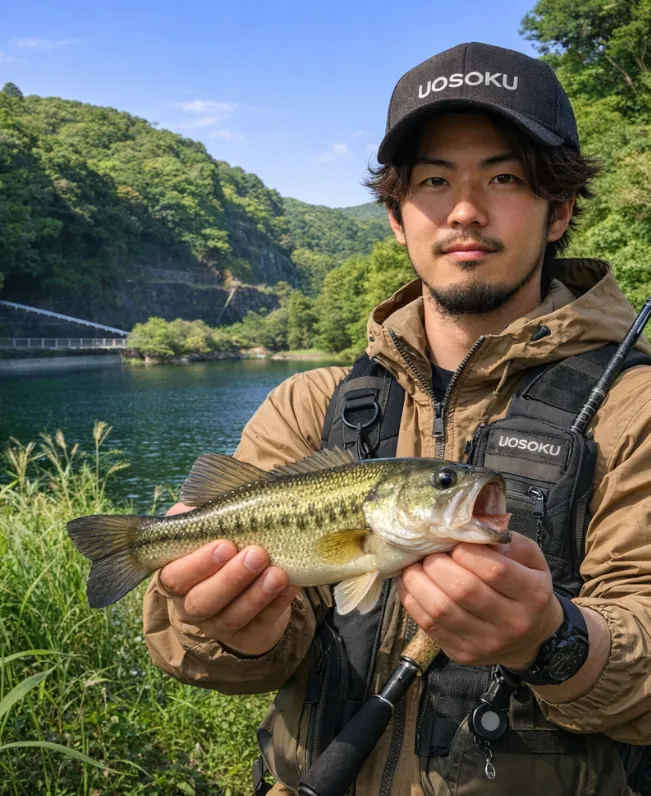 雨竜湖でブラックバスの釣果を得た澤田.webp