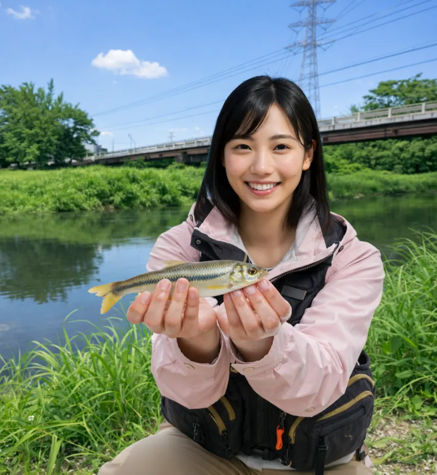 高麗川でカワムツの釣果を得た黒川.webp