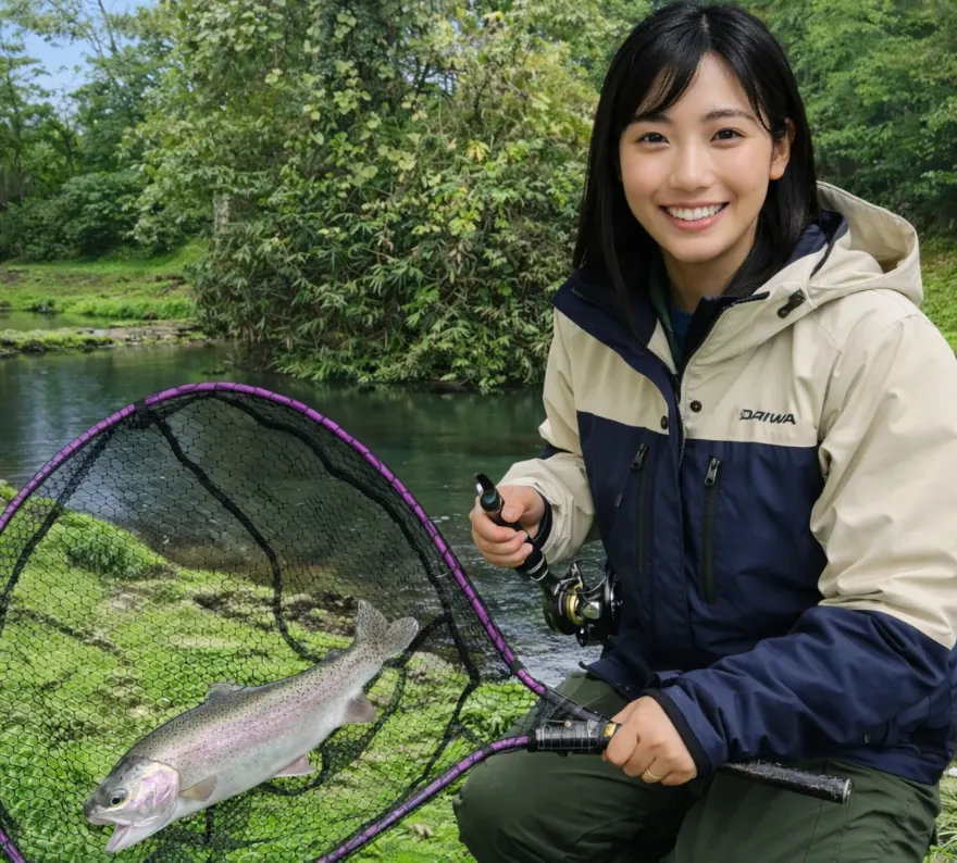 鱒の家でニジマスの釣果を得た黒川.webp