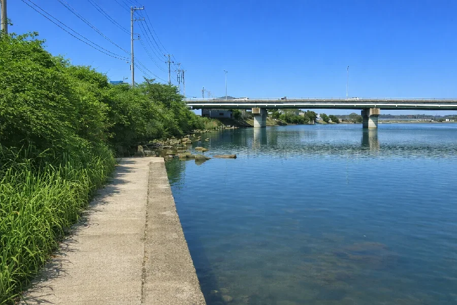 涸沼川橋付近の護岸