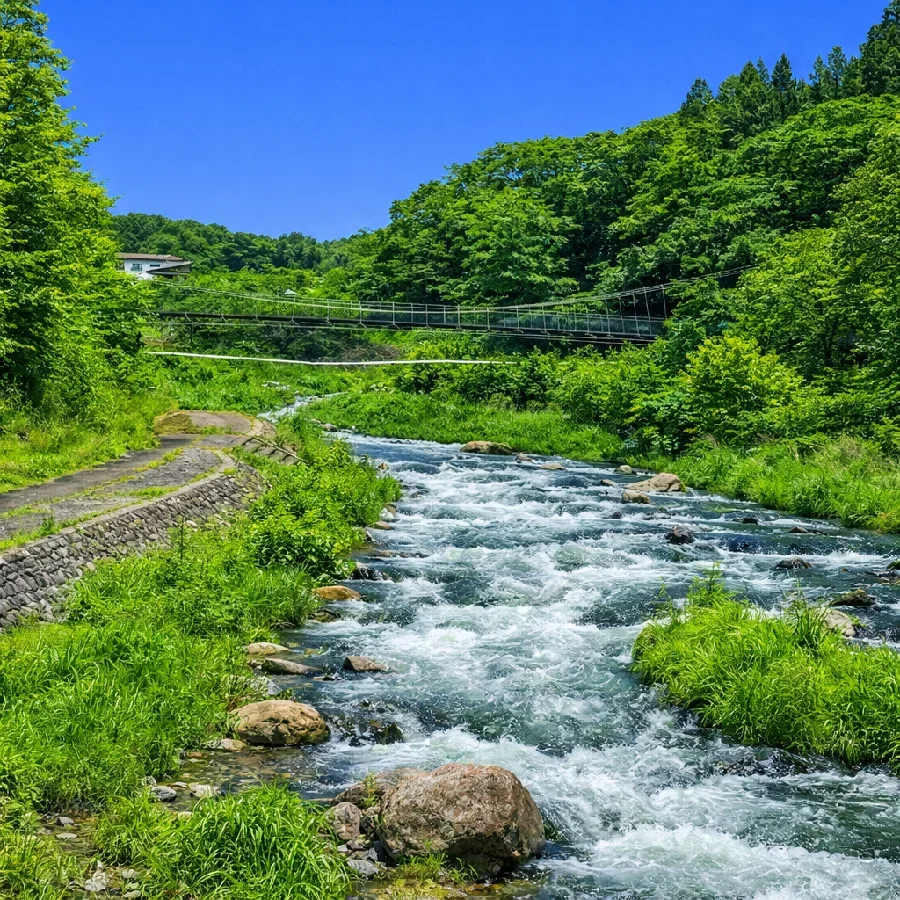 板室温泉付近の那珂川