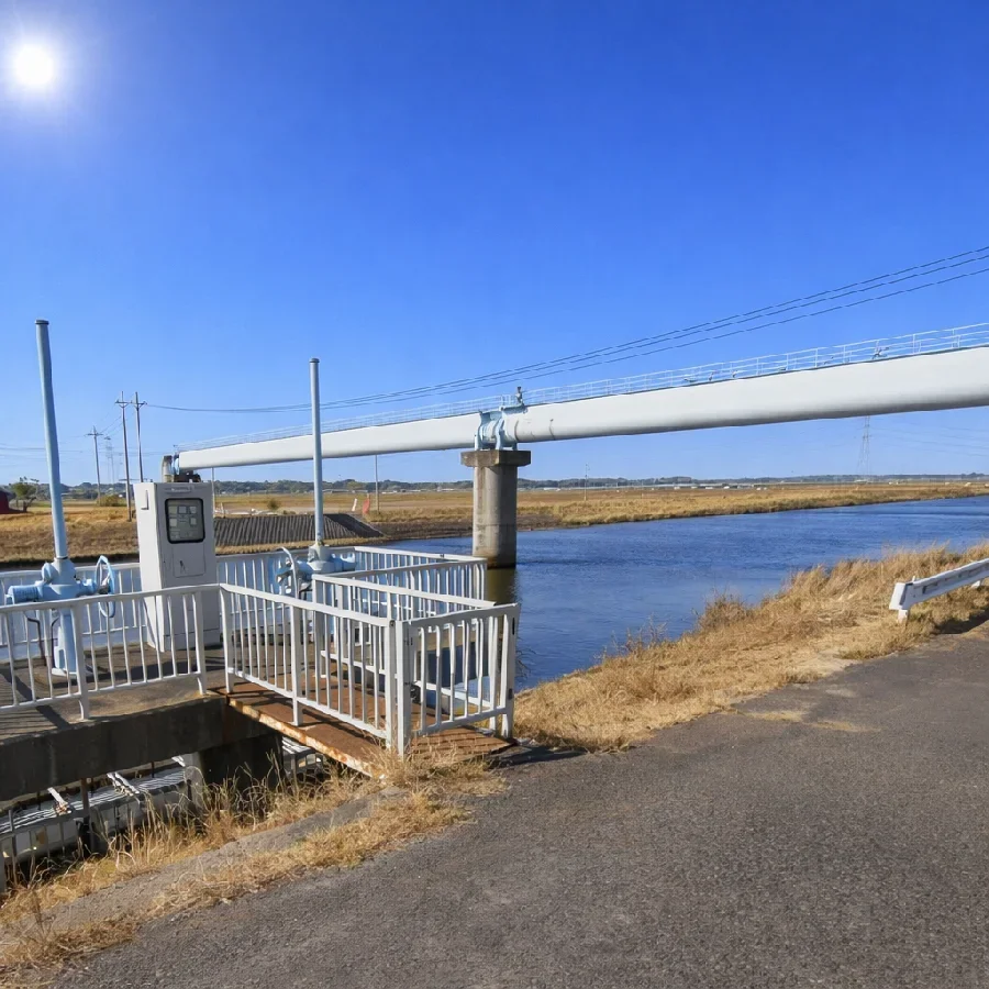 太田金江津用水機場付近の新利根川