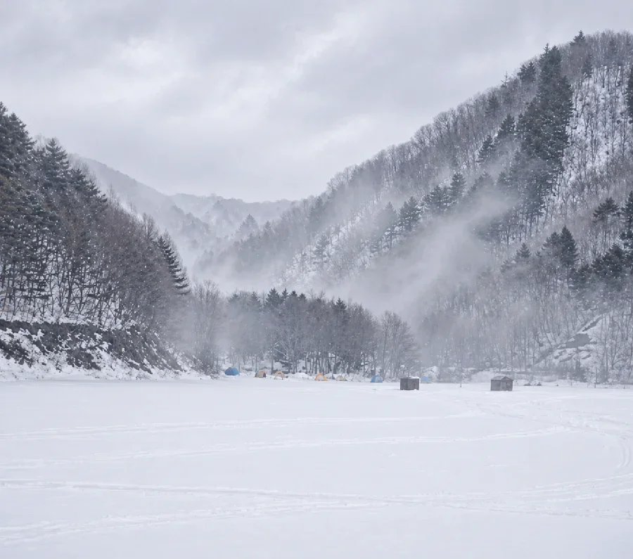 冬の小野川湖デコ平ワンド