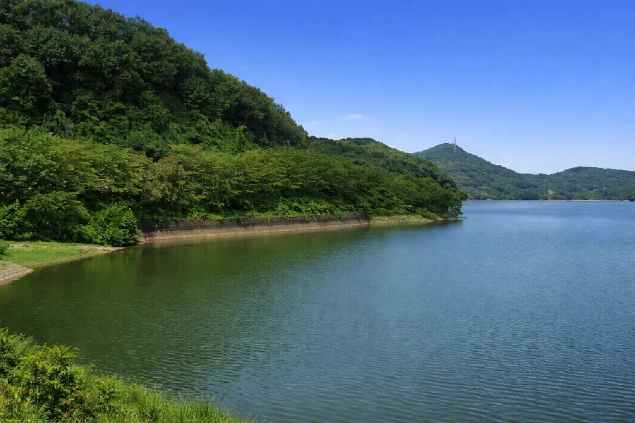 入鹿池郷川河口の様子