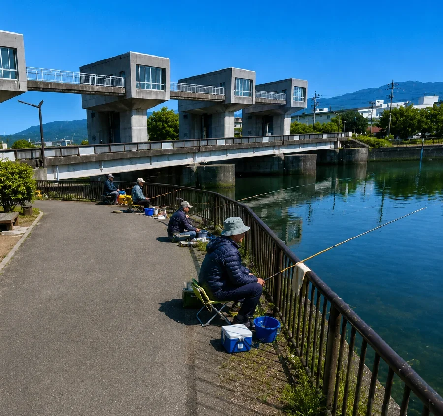 諏訪湖釜口水門周辺