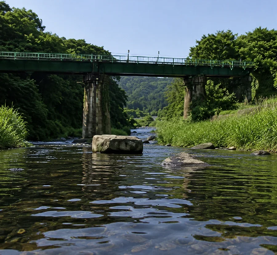 八溝川久慈川合流点付近
