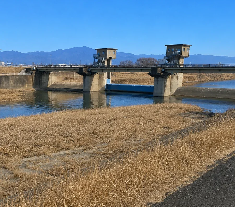 豊川放水路分流堰周辺