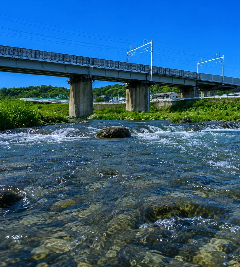 箱根早川JR鉄橋付近