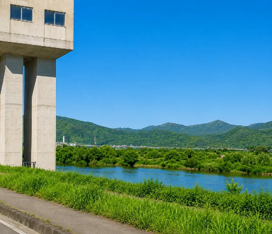 千曲川土口水門周辺
