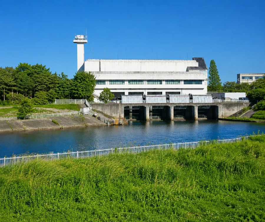 びん沼川南畑排水機場付近