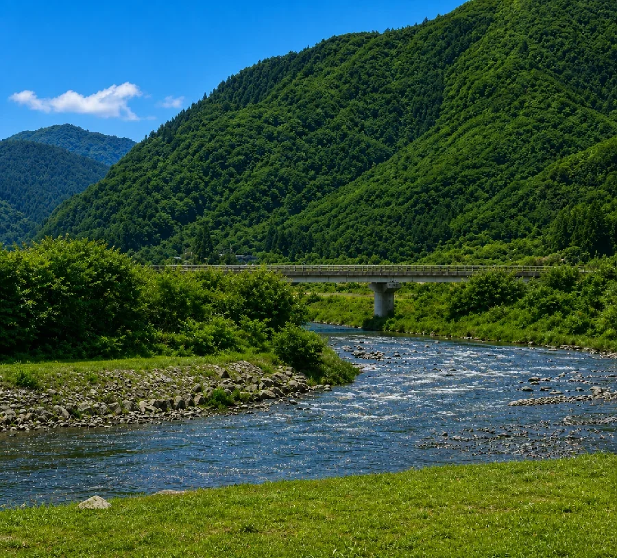 米代川熊沢川合流地点