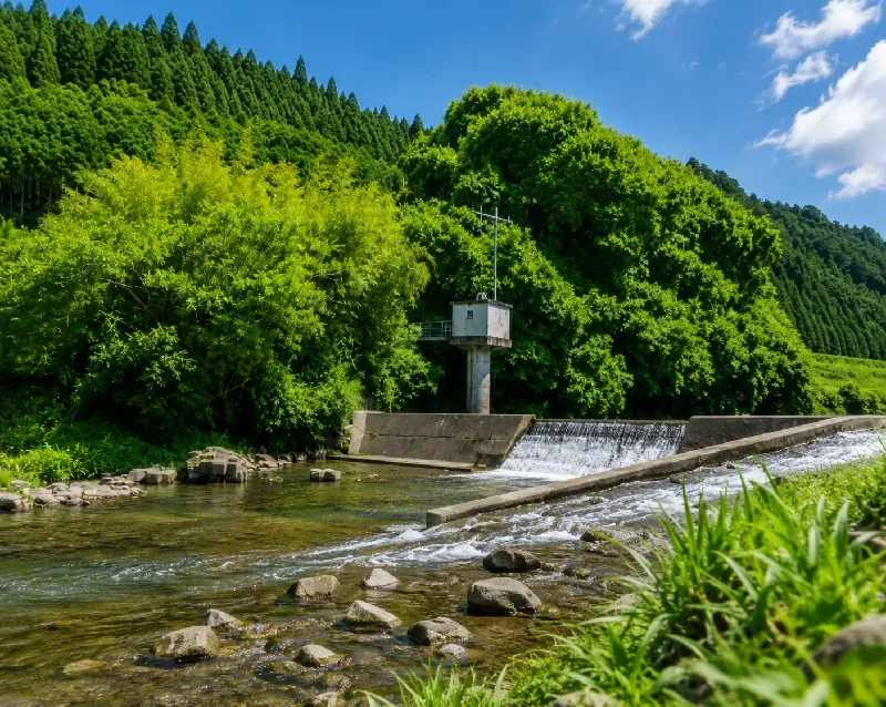 肱川の堰付近