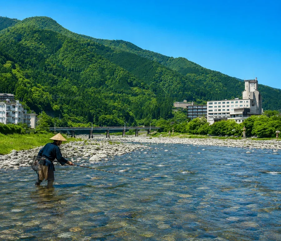 飛騨川下呂大橋付近