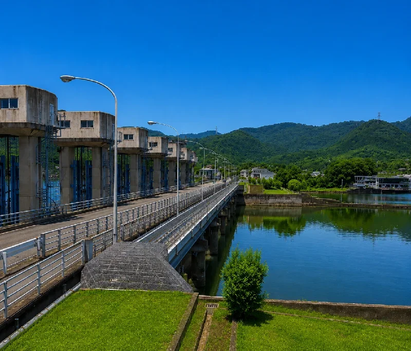 児島湖児島湾締切堤防周辺