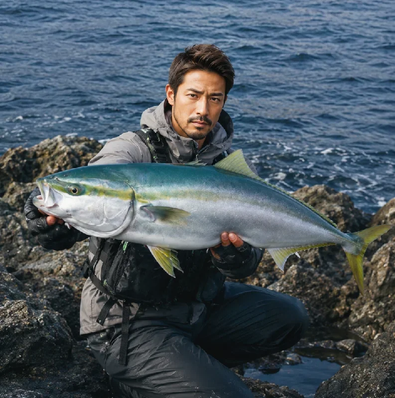 松浦展望台下でブリを釣った広岡