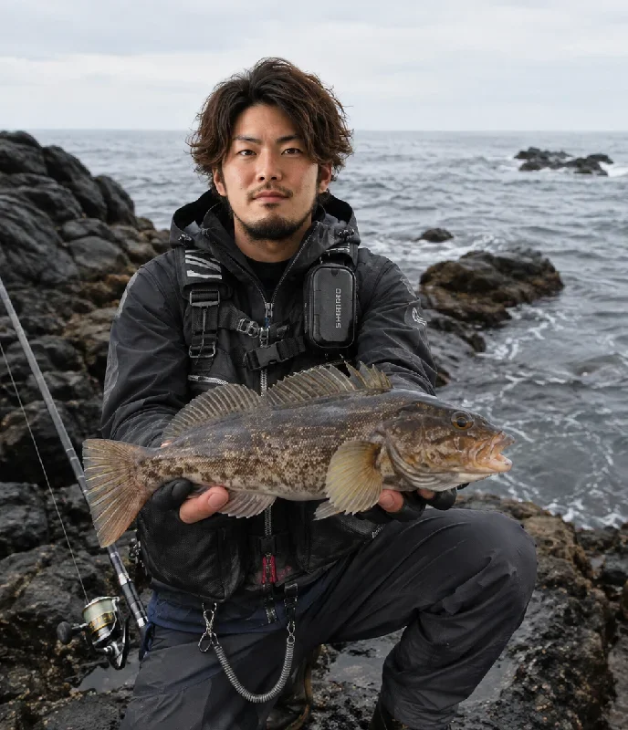 恵山岬でアブラコを釣った澤田